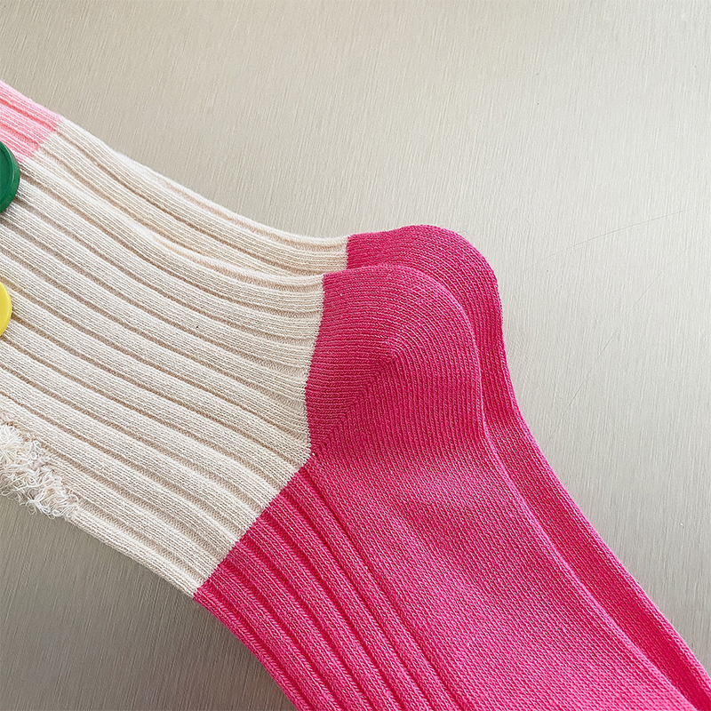 Knoflíkové žebrácké colorblock ponožky